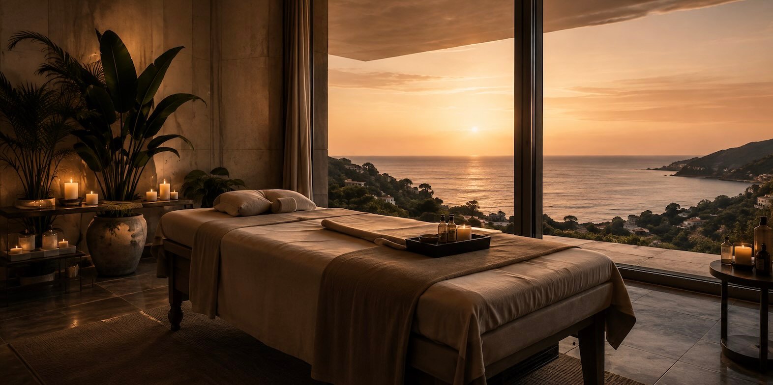 Private wellness retreat overlooking the sea
